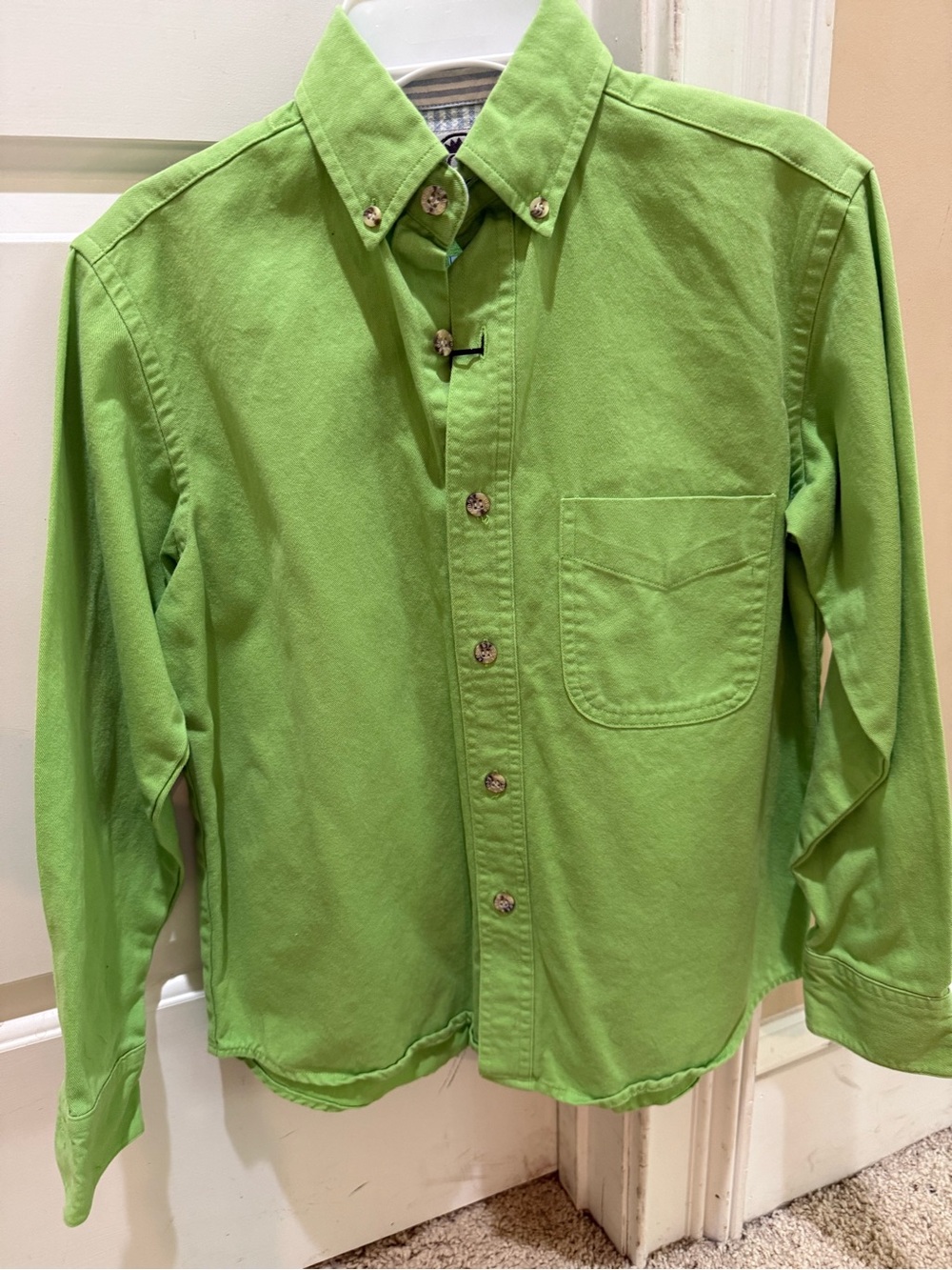 RODS western wear YOUTH L Bright Lime Green Button-Down Shirt